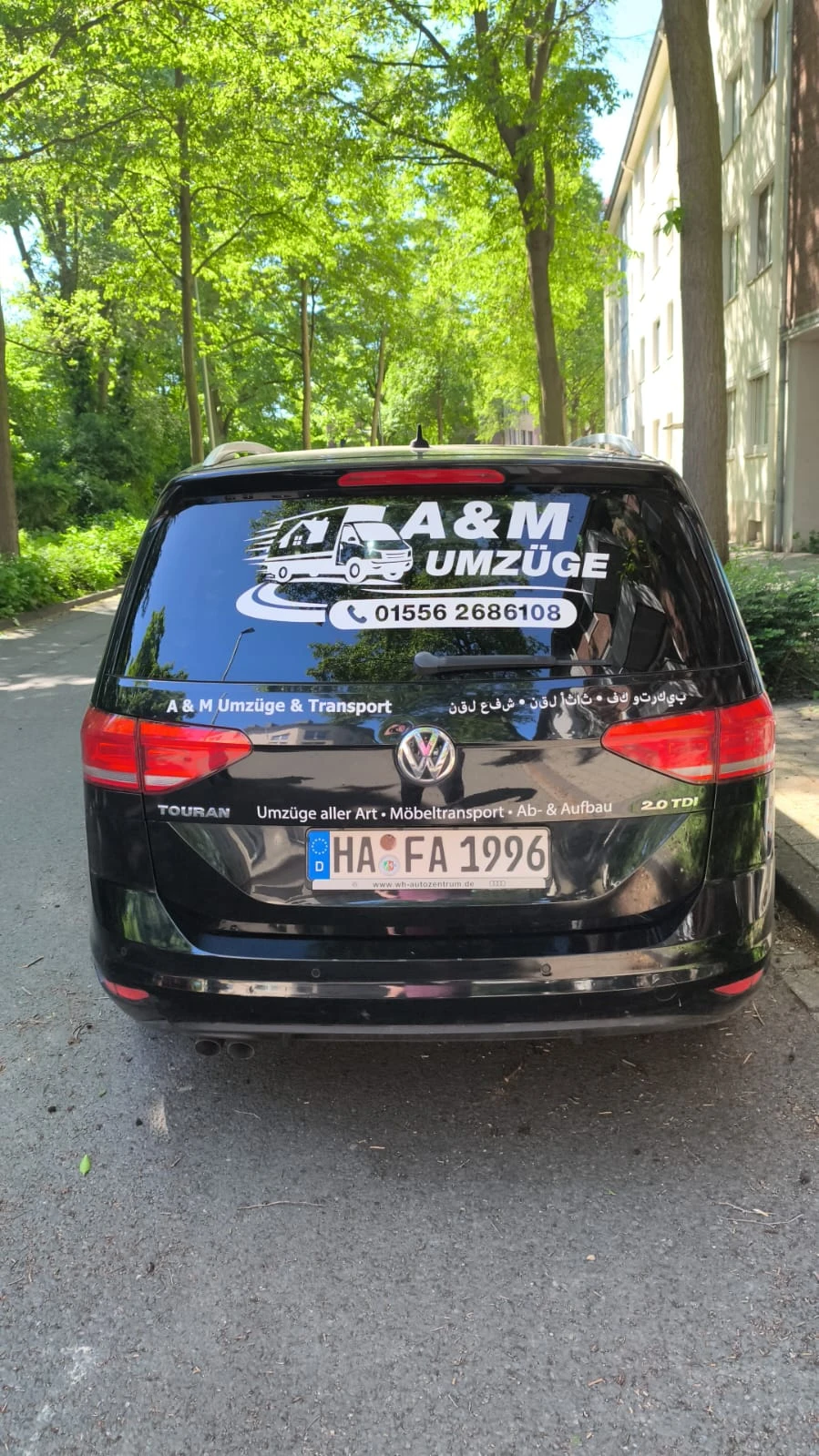 Fahrzeugbeschriftung – A & M Umzüge: Detailansicht